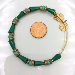 Alex and Ani Unique Green Gold Beaded Bracelet